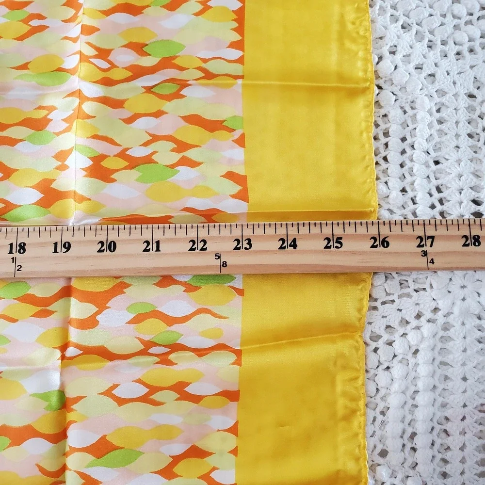 Vintage Glentex‎ Vera Neumann Scarf Womens Yellow Abstract Vinal Silk Made Japan